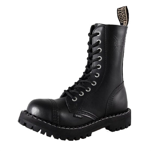 Steel Shoes & Boots - Full Black, 10-Loch Boots
